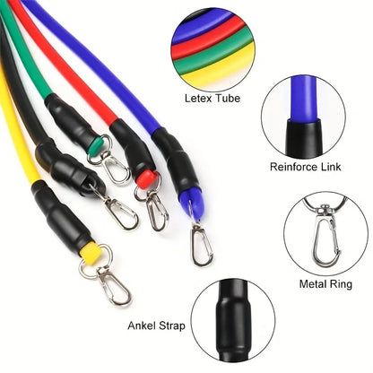 11Pcs TPE Resistance Bands Set, Resistance Bands with Door Anchor, Handles, Carry Bag, Legs Ankle Straps, Exercise Bands, Workou