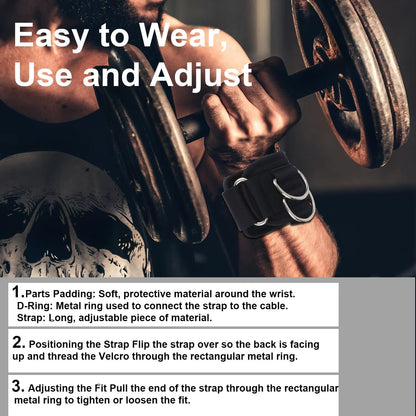 2Pcs Wrist Straps for Weightlifting Straps with D Ring Weight Lifting Straps Deadlift Straps for Gym Straps